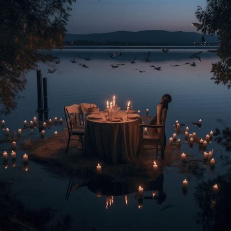 Dîner aux chandelles sur une terrasse de cabane