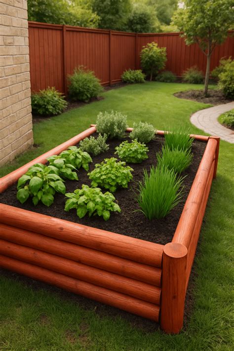 Potager rectangulaire en rondins