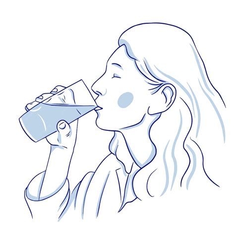 Illustration d'une femme buvant un grand verre d'eau