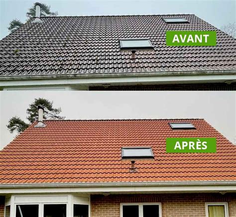 Illustration d'une toiture propre et d'une toiture recouverte de mousse