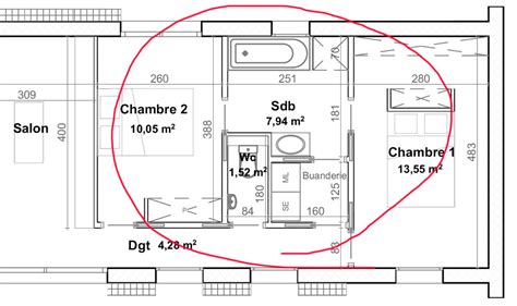 Plan d'une salle de bain moderne