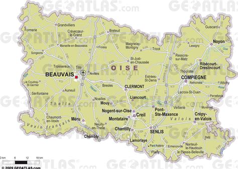 carte du département de l'Oise