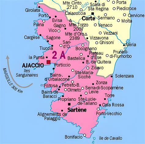 carte de la Corse-du-Sud avec les communes mentionnées