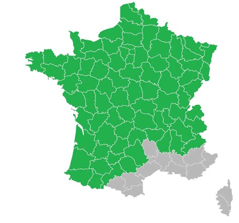 Carte de répartition du genévrier commun en France métropolitaine