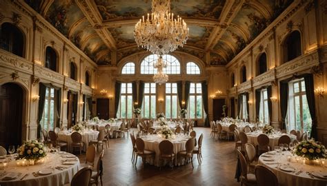 Intérieur d'une salle de réception élégamment décorée pour un mariage