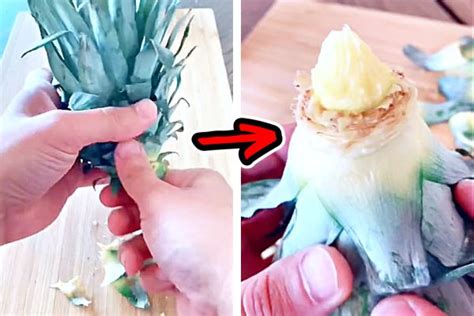 Nettoyage de la base de la couronne d'ananas