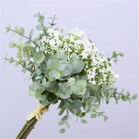 Bouquet d'eucalyptus, hortensia et gypsophile