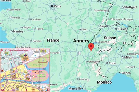 Carte de la région d'Annecy avec Poisy en surbrillance