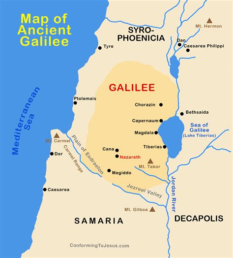 Carte de la Galilée montrant Capharnaüm, Tabgha et le Mont des Béatitudes