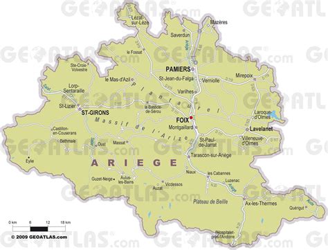 Carte de l'Ariège mettant en évidence les zones agricoles