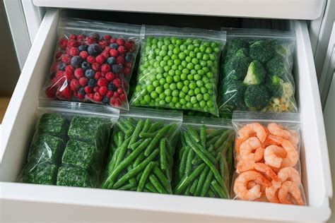 Aliments surgelés dans un congélateur
