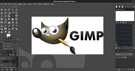 Interface principale de GIMP avec les panneaux d'outils