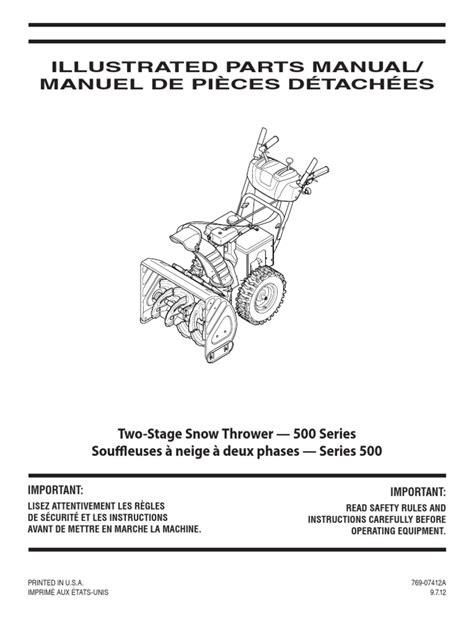 Manuel d'utilisateur MTD, page sur les pièces de rechange