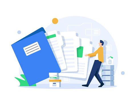 Illustration d'un dossier professionnel avec des documents et des graphiques