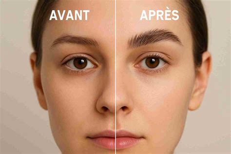 Illustration montrant l'avant/après de sourcils teints