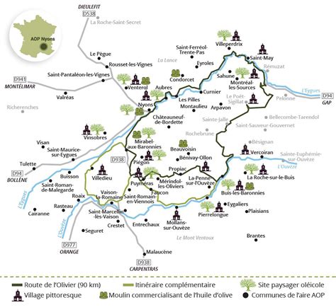 Carte de la zone AOP Nyons