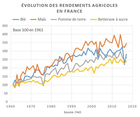 Schéma illustrant l'évolution des rendements par hectare selon les méthodes de culture.