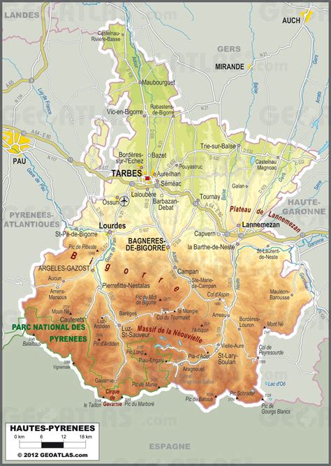 Carte des Hautes-Pyrénées avec les principales villes et attractions