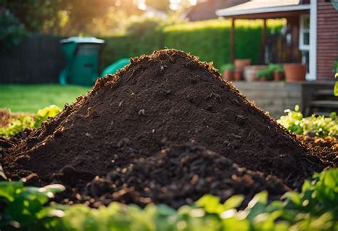 Un tas de compost mûr et sombre dans un jardin