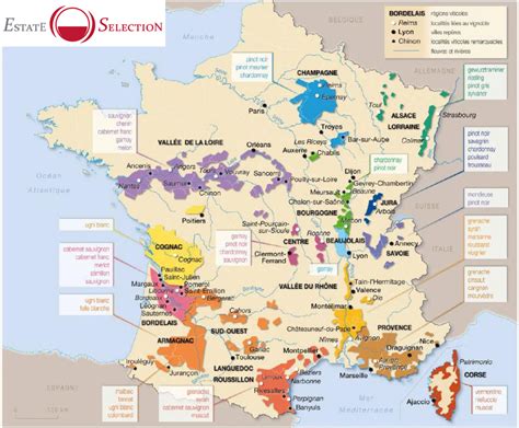 Carte des terroirs viticoles en France