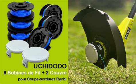 Illustration des étapes de remplacement d'une bobine de coupe-bordure