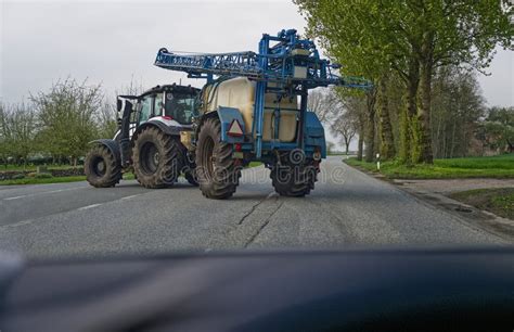 Tractor blocking a rural road
