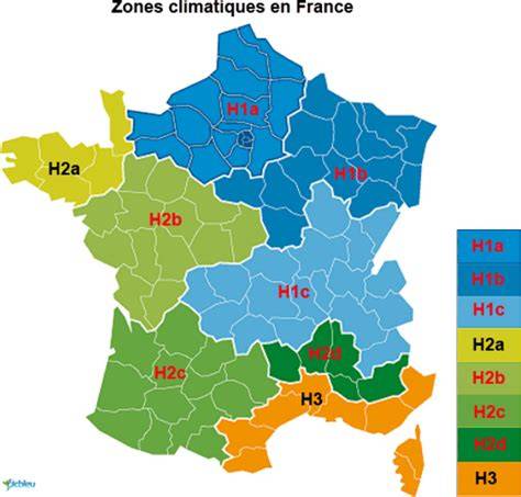 Carte de France avec les zones climatiques propices à la culture du cognassier