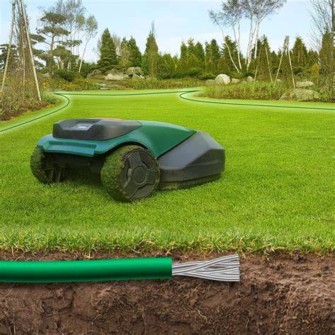 Robot tondeuse avec câble périphérique