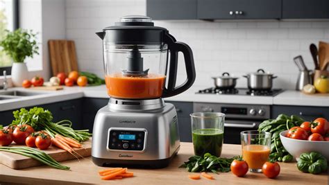 Schéma explicatif du fonctionnement d'un blender chauffant avec ses différentes phases de cuisson et mixage