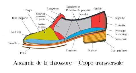 Diagramme des différentes parties d'une chaussure de hockey sur gazon