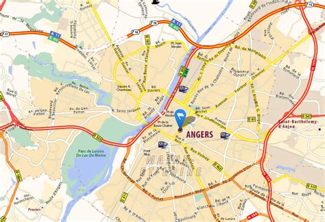 Plan de la ville d'Angers avec indication des quartiers principaux