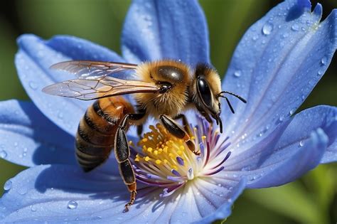 Abeille sur fleur bleue