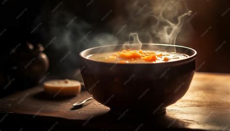 Soupe chaude dans un bol
