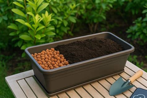 couche de billes d'argile au fond d'une jardinière