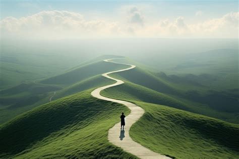 Chemin sinueux s'éloignant vers l'horizon