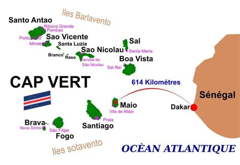 Carte du Cap-Vert avec les îles principales