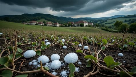 Photo de champs agricoles endommagés par la grêle