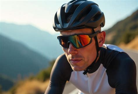 Cycliste portant des lunettes Oakley sur un vélo de route