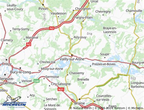 Plan de Vailly-sur-Aisne avec les rues principales