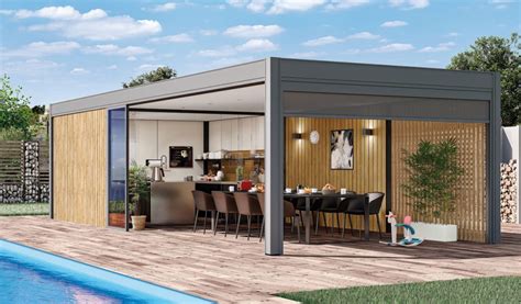 Schéma d'un pool house avec terrasse couverte