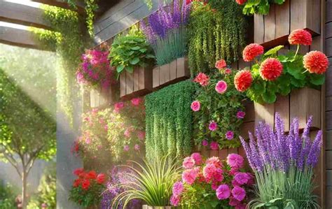 Jardin vertical avec différentes cultures