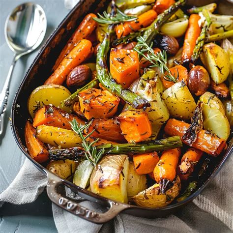 Plat de légumes rôtis variés