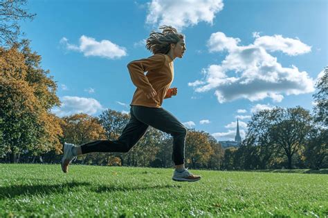 Coureur s'entraînant sur une pelouse verdoyante