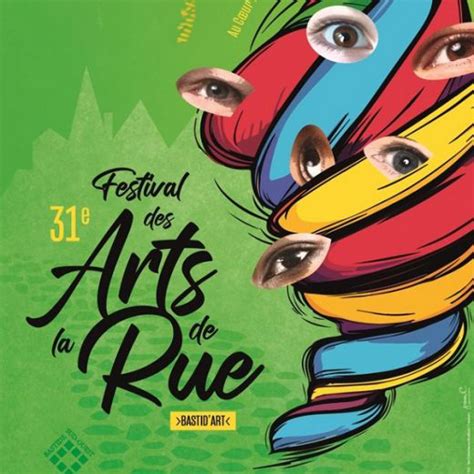 Affiche stylisée d'un festival d'arts de la rue avec des éléments burlesques
