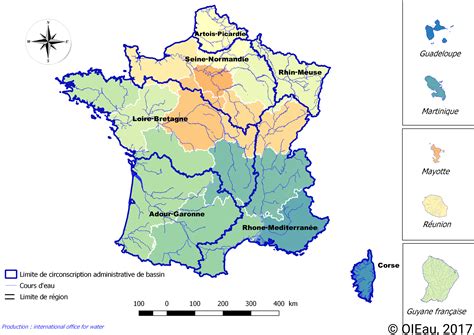 Carte des grands bassins versants français