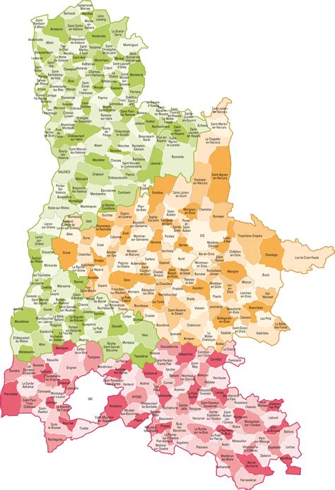 Carte administrative du département de la Drôme