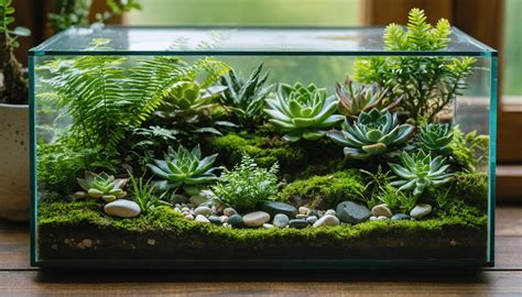 Exemples de plantes robustes pour terrarium : Pothos, Zamioculcas, Tillandsia