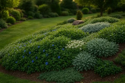 Schéma de l'utilisation de plantes couvre-sol dans un aménagement paysager
