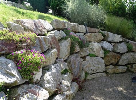 Exemple d'enrochement végétalisé avec des plantes couvre-sol