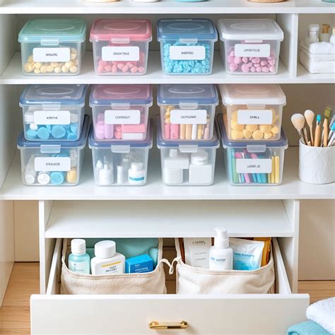 Exemple de boîtes de rangement étiquetées et empilées